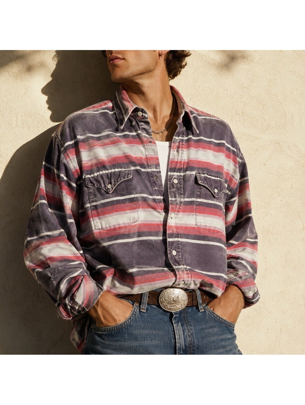 Vintage Panhandle Slim Distressed Western Shirt  | Workwear USA